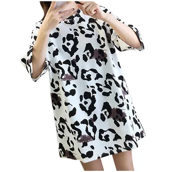 

The only source of supply throughout the network! Fashion Womens Plus Size O-Neck Leopard Print Short Sleeve Tee Midi Top