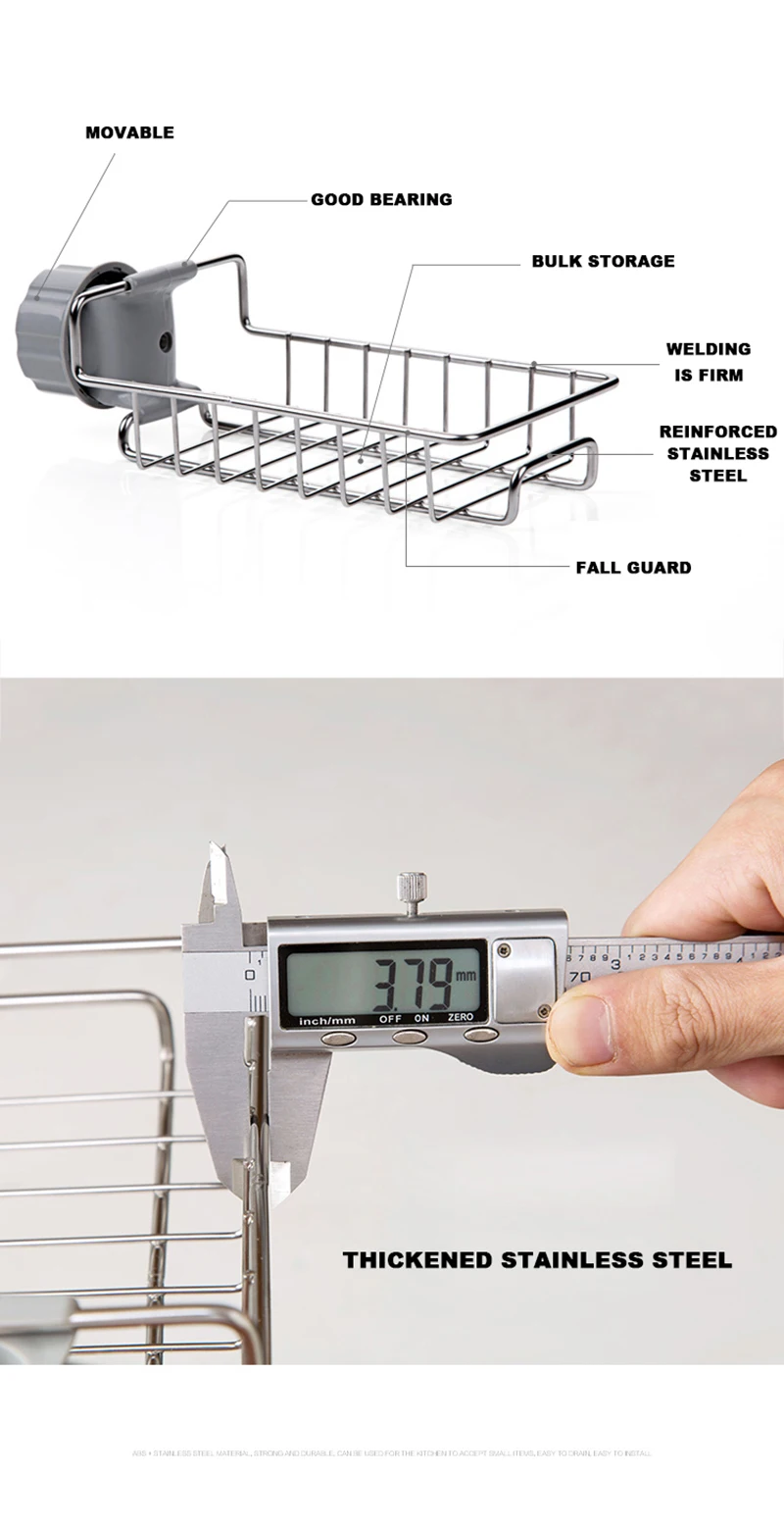 Stainless Steel Hot Sink Hanging Storage Rack Holder Faucet Clip Bathroom Kitchen Dishcloth Clip Shelf Drain Dry Towel Organizer