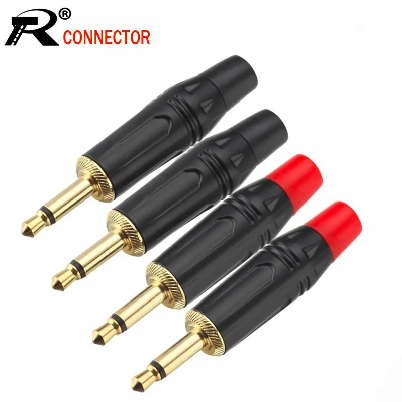 

10pcs/lot 2 Poles 3.5mm Mono Male Plug Wire Connector Gold Plated Mono Jack 3.5mm Male Connector R Connector Wholesales