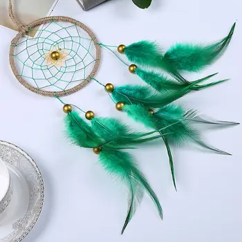 

Dream Catcher Accessories Feather Pendant Decoration Ornament CircularGreenOC-2012