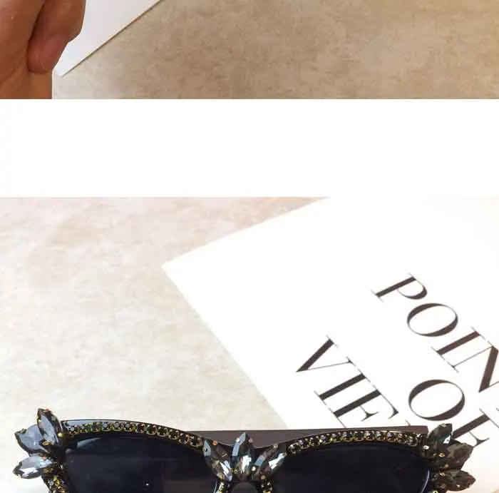 Кошачьи Глаза Смола женские солнцезащитные очки с линзами леди желтый черный стразами и цирконием украшения большая рамка солнцезащитные очки UV400