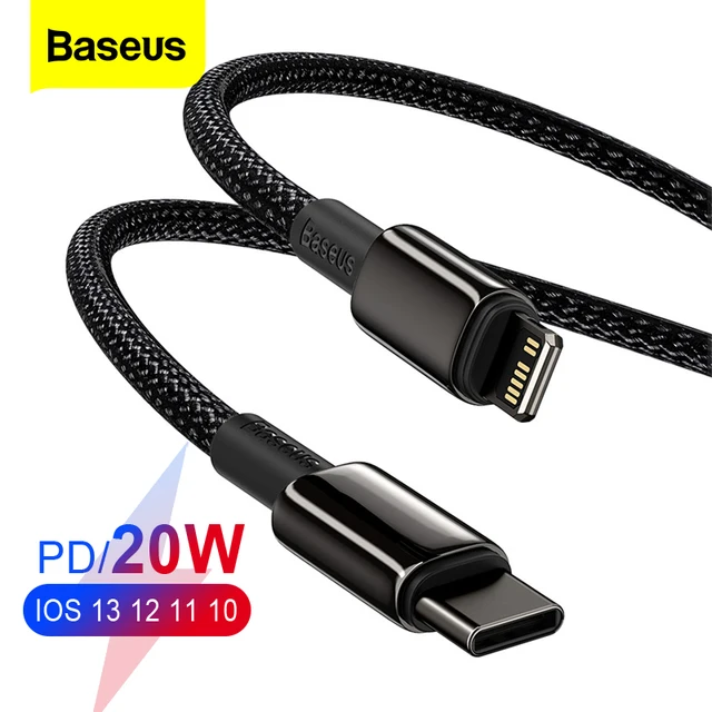 Baseus 20W PD USB Cable For iPhone 12 11 Pro XS Max XR X USB Type C Fast Charging Data Cable For Macbook iPad Mini Air Wire Cord 1