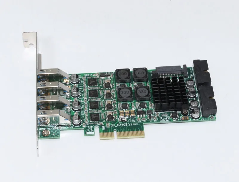 USB 3,0 PCI-E Плата расширения рейзер 8 портов USB3.0 PCI Express карта 19 Pin USB 3,0 адаптер SATA разъемы питания для серверной камеры