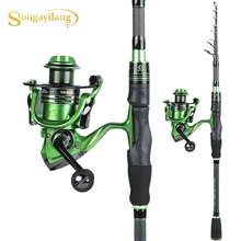 Sougayilang1.8m2.1m телескопическая удочка with13+ 1bb спиннинговая Рыболовная катушка комбинированная углеродная портативная спиннинговая Удочка катушка комплект