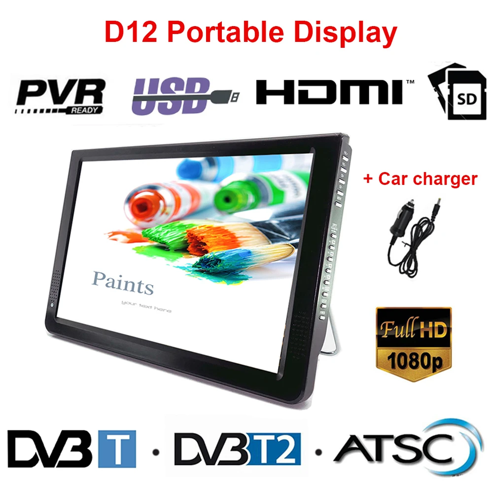 LEADSTAR D12 LED TV 11.6 inch Portable Display digital player DVB T2