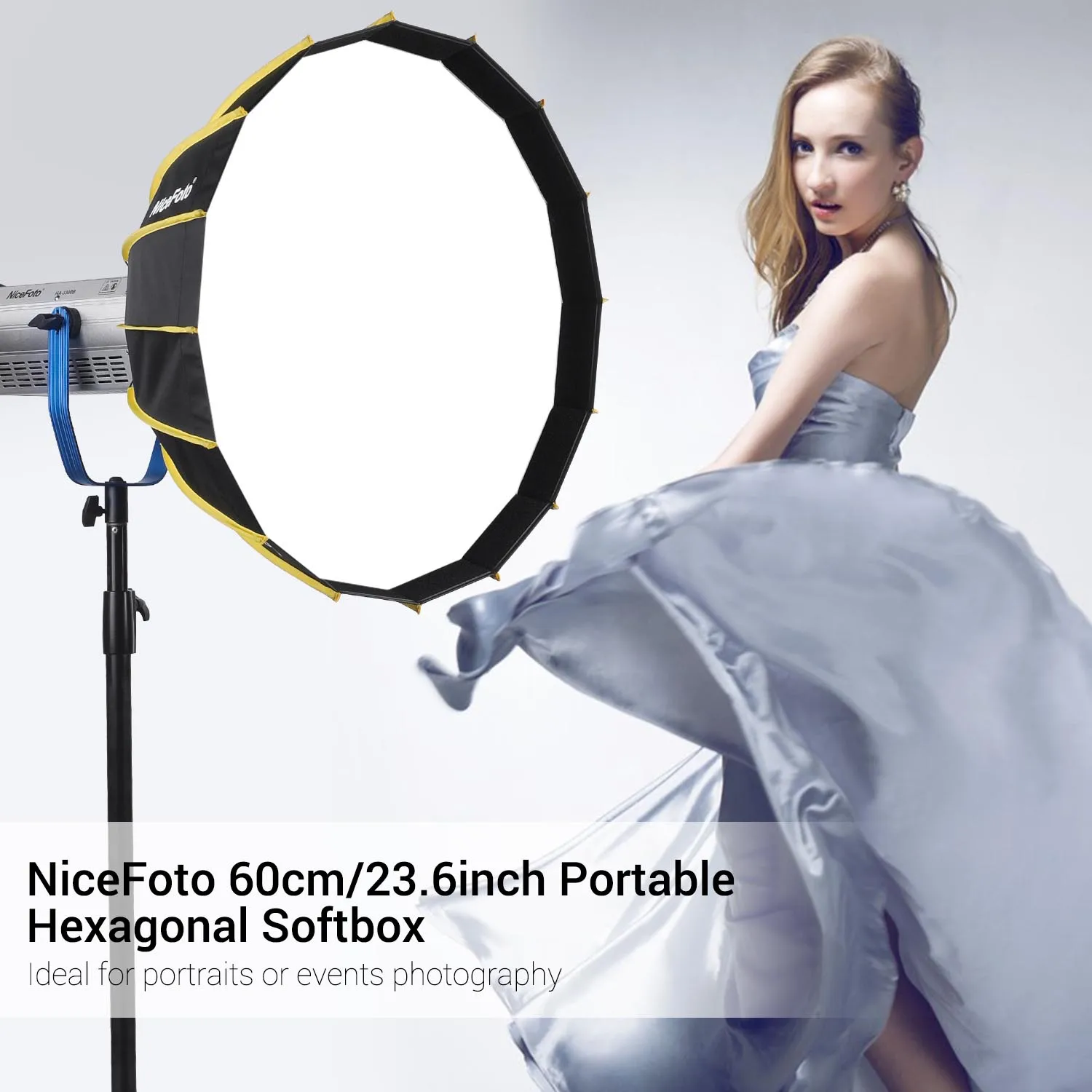 NiceFoto шестиугольный софтбокс для быстрой установки 60 см/23,6 дюйма с мягким рассеивателем для студийной фотосъемки светильник
