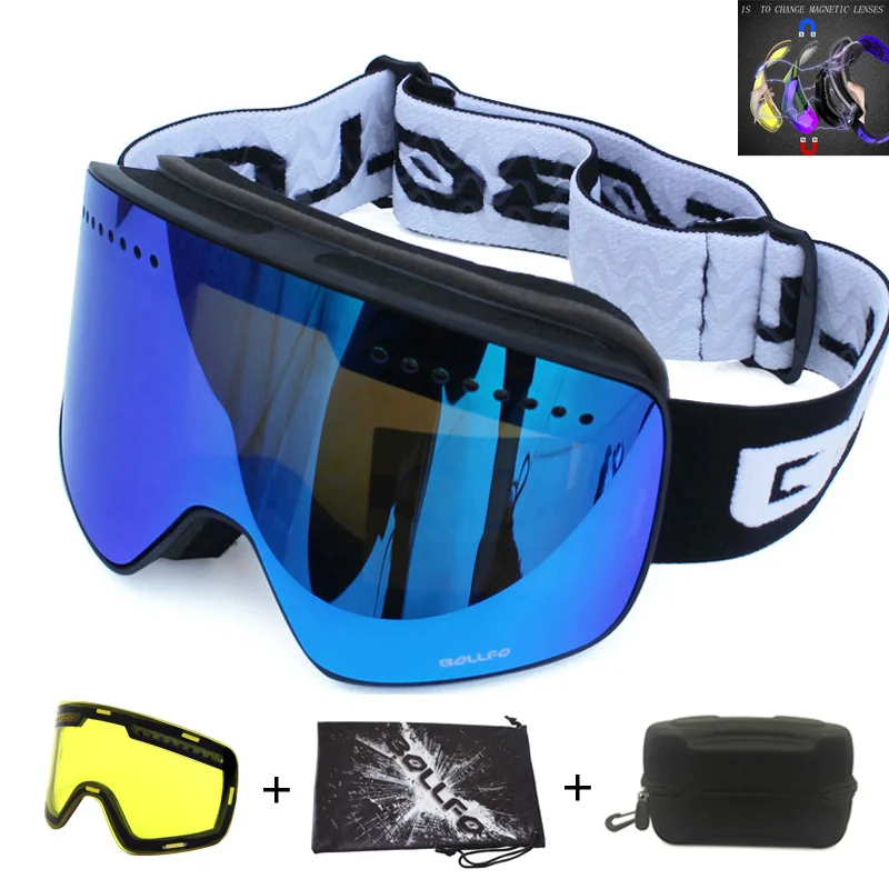 Магнитные двухслойные линзы лыжные очки маски Анти Туман UV400 сноуборд набор для