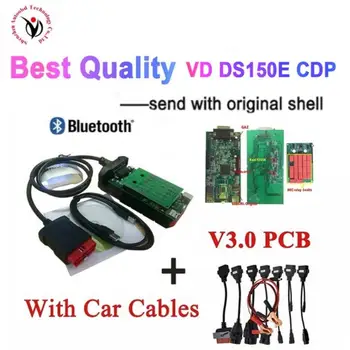 

2020 Best V3.0 PCB obd2 Scanner VD DS150E CDP 2016.R0 keygen bluetooth diagnostic tool for delphis + 8 pcs car cables can choose