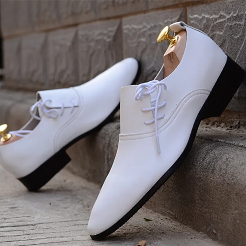 Mazefeng New Men Leather Shoes Man Business Dress Classic Style Flats Lace Up Pointed Toe Shoe For Men Oxford Shoes