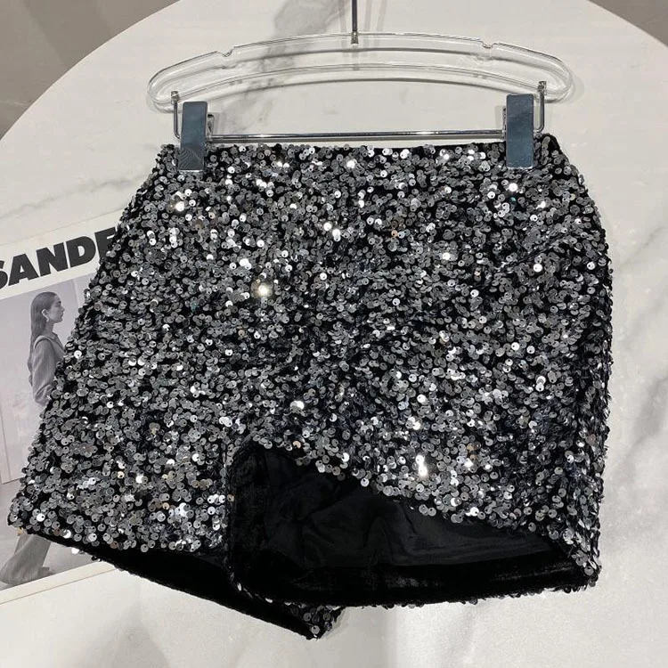 high waisted denim shorts 2021 New Bling Sexy Women Sequin Shorts High Waist Zip Bodycon Shorts Feminino Skinny Party Club Shorts swimming shorts