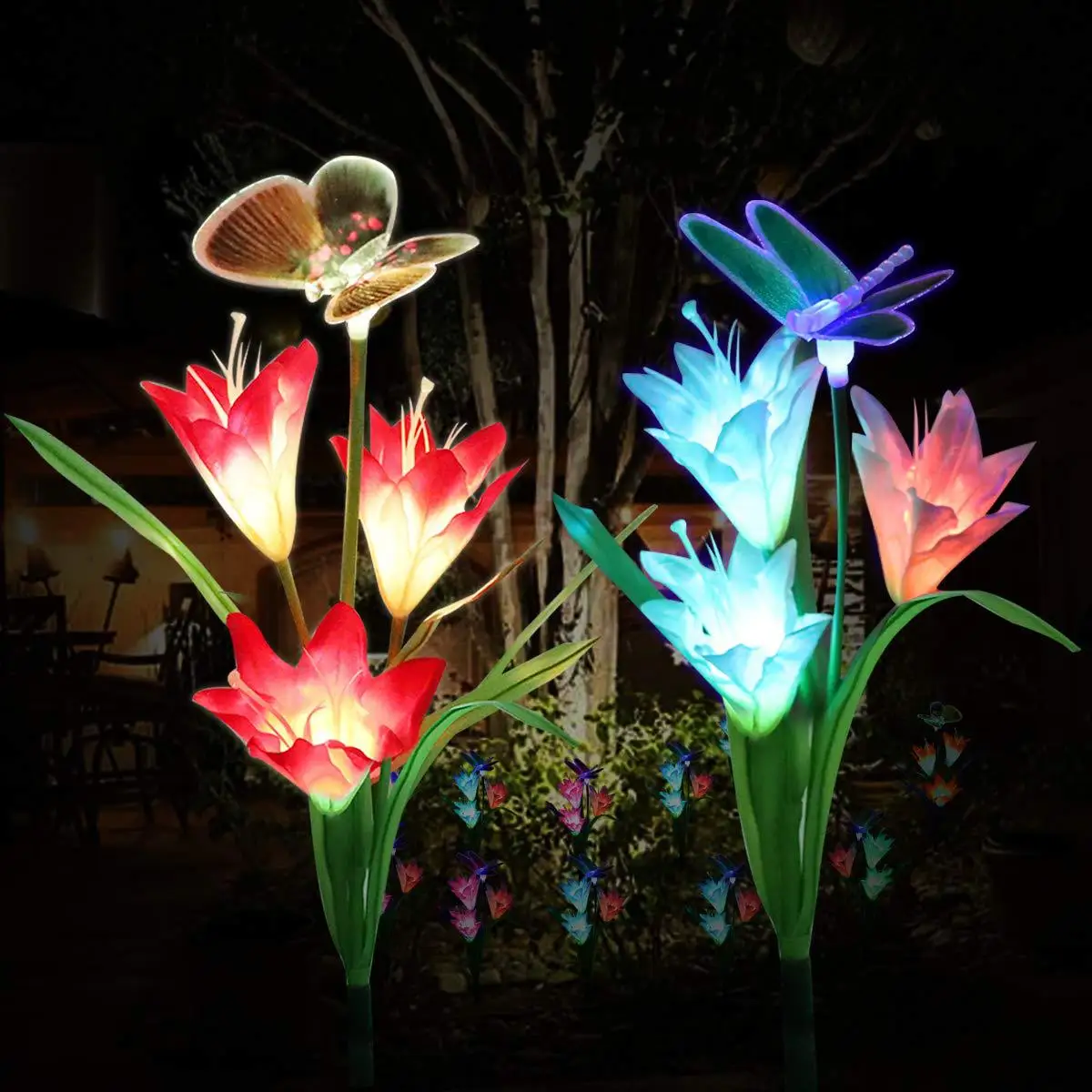 

Solar Lily Butterfly Lamp Colorful LED Simulation Festive Lantern Lawn Lamp Inserted Lights Dragonfly Lily Festive Lantern