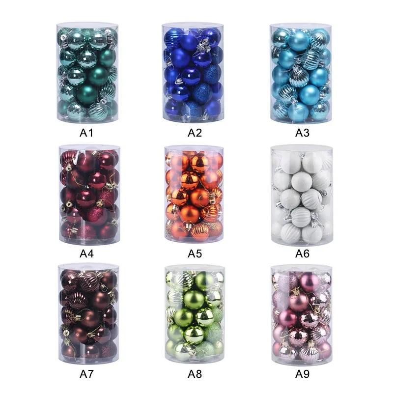 ztou 34Pcs Different Designed Hanging Balls Assorted Christmas Tree Ornament Party Xmas Decorations Set