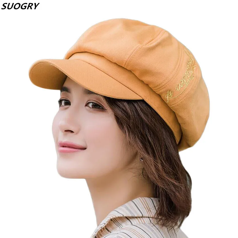 SUOGRY Хлопок Смесь маляр Newsboy шапки женские зимние козырек Casquette Gorras Gavroche элегантные винтажные модные