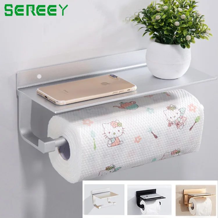 

Cross Border Hole Punched Alumimum Toilet Mobile Phone Holder Toilet Roll Stand with Table-console Bathroom Pendant