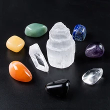 Природная чакра упал камень Комплект Йога чакра нерегулярные Рейки Исцеление Кристаллы каменные полированные индивидуальных камней удобные