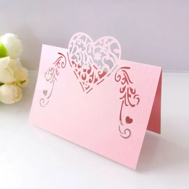  50pcs Table Place Cards Hollow Out Wedding Invitation Cards Card Table Name Message Greeting Card W - 4.0006E+12