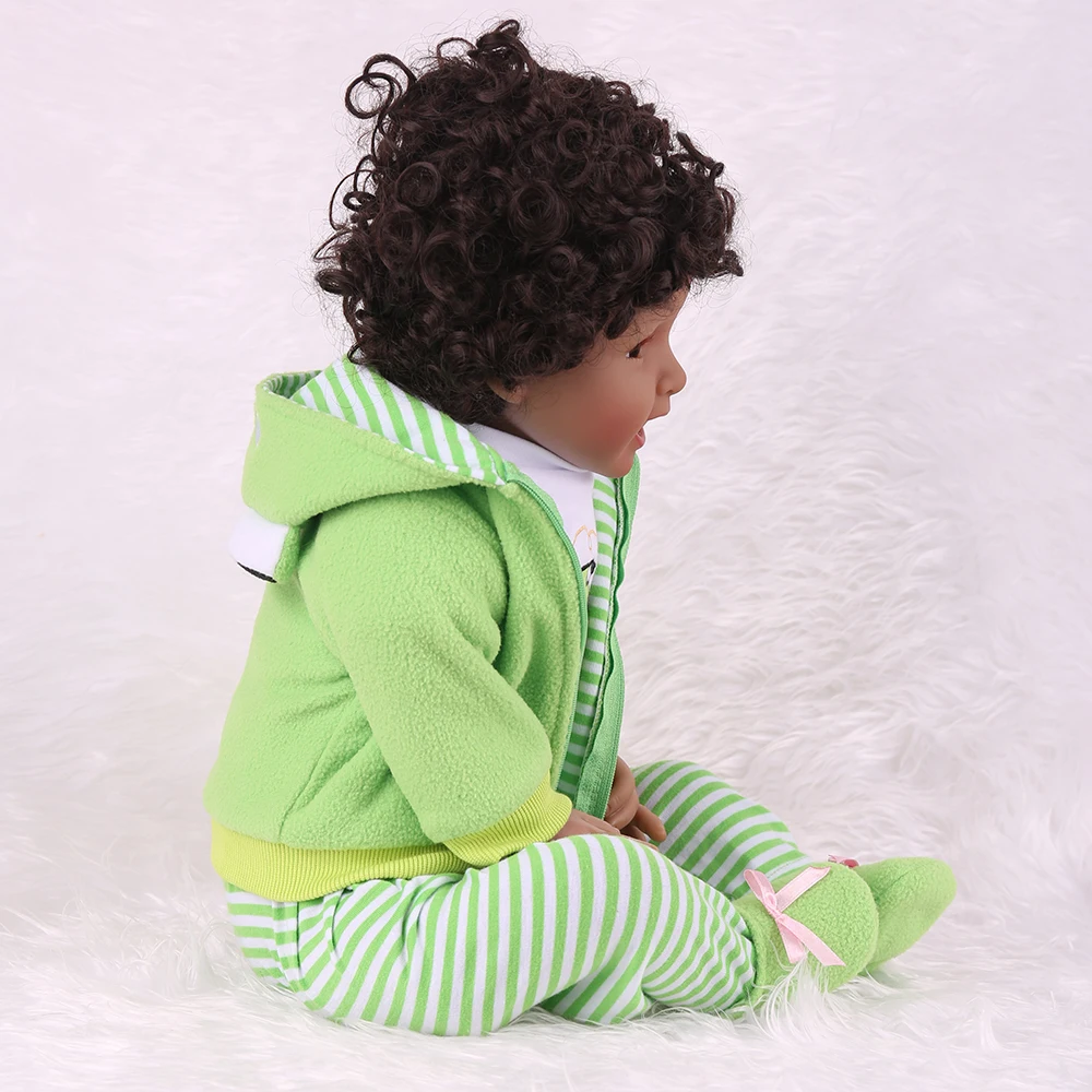 NPKDOLL 22 ''bebe reborn bonecas ручной работы, реалистичные куклы для новорожденных, мягкие тела, виниловые Силиконовые черные кожаные куклы, детские игрушки, подарок