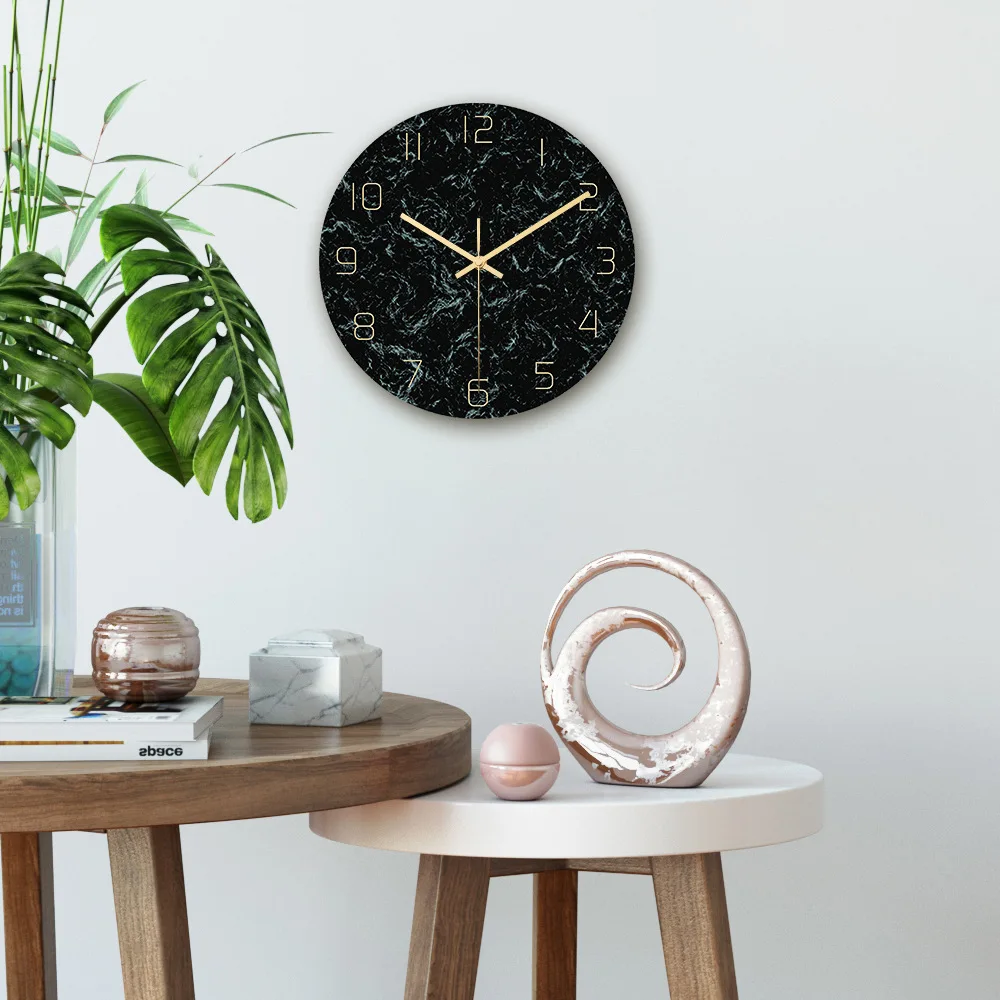 Clock005 светильник, роскошные мраморные настенные часы, акриловый материал, УФ-часы с принтом, украшение для гостиной