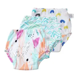 3 упаковки, Детские водонепроницаемые тренировочные штаны для малышей, 4 слоя, хлопок, тканевый подгузник, многоразовые моющиеся подгузники