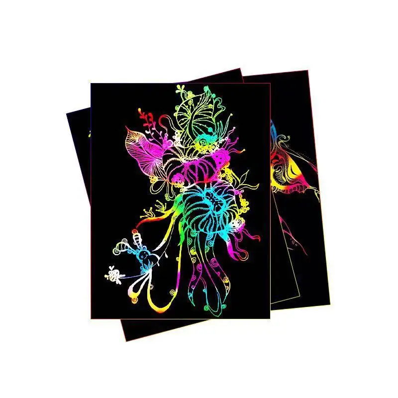 

Popular fashion 32K dazzling scratch paper puzzle toy DIY color scratch Book Children scratch paper scratch DIY creative new