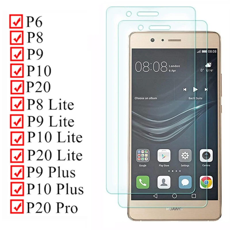 2 шт. защитное стекло на huawei p 9 lite huavei p9 light p10 p8 p6 p20 plus pro glas 10 20 пленка освещенная 9p