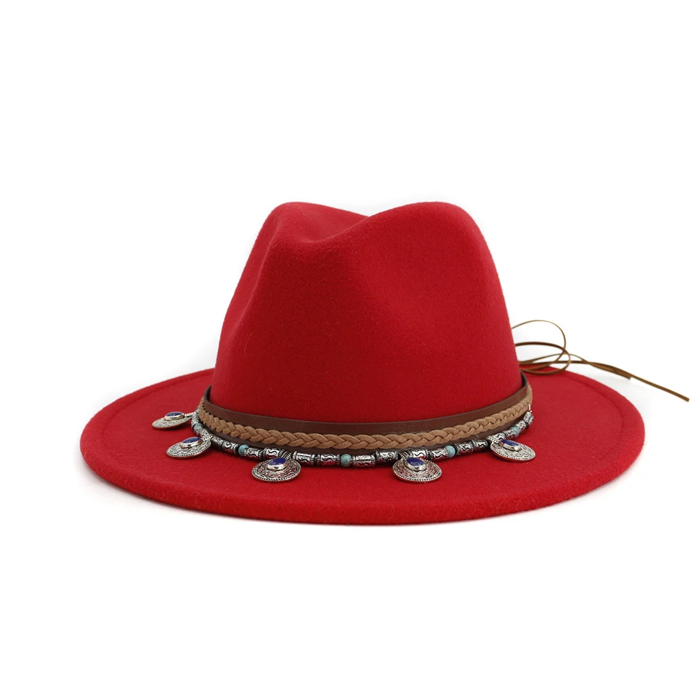 Новая модная женская мужская шерстяная шляпа Fedora для джентльмена Элегантная Дамская широкая джазования с полями шляпа церковная Панама