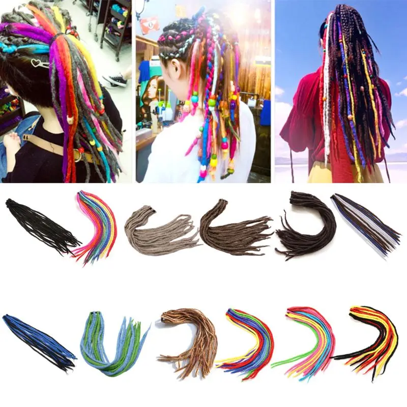 

8Pcs/Set Colorful Dreadlocks Wig Extensions for Women Men Synthetic Handmade Hip-Hop Hippie Style Reggae Hair Twist Braiding