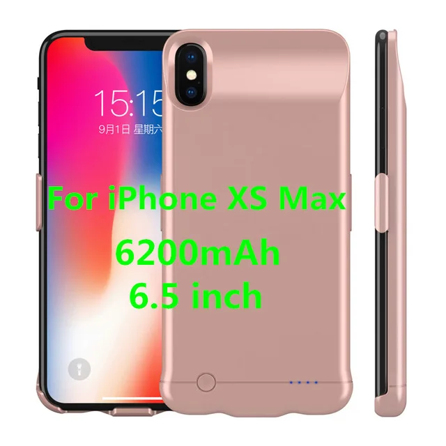 5200/6200 мАч Расширенный чехол для аккумулятора телефона для iPhone XR портативный внешний аккумулятор чехол для iPhone Xs Max чехол для зарядного устройства - Цвет: Rose Gold For Xa Max