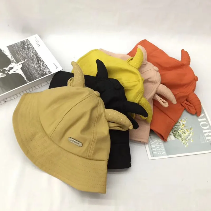 

Bucket Hat Spring And Summer Women's Versatile Topee Korean-style Sweet Cute Adorable Soft Girl Antlers Bucket Hat New Style Sho