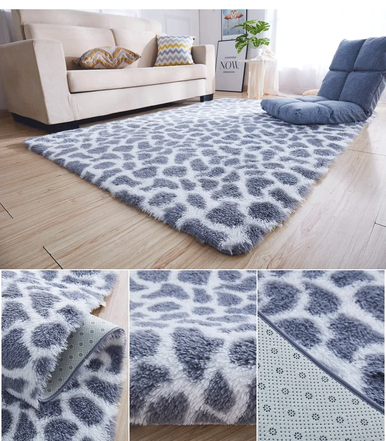 Tie-dye bedside mat thicken balcony coffee table blanket encryption plus soft color solid floor mat living room leopard carpet