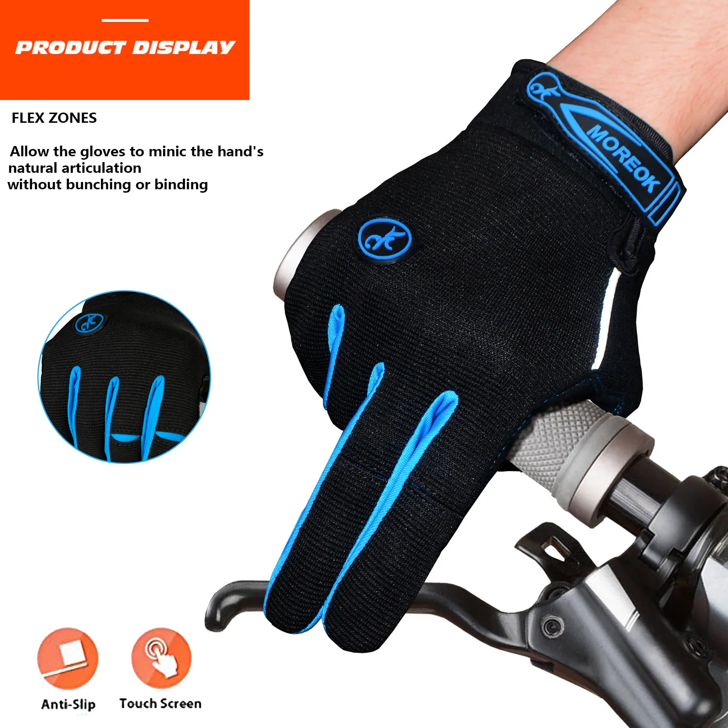 MOREOK Cycling Gloves Gel Shockproof MTB Road Bike Gloves Breathable Durable Bicycle Gloves Non-slip Biking Glove for Men Women 4