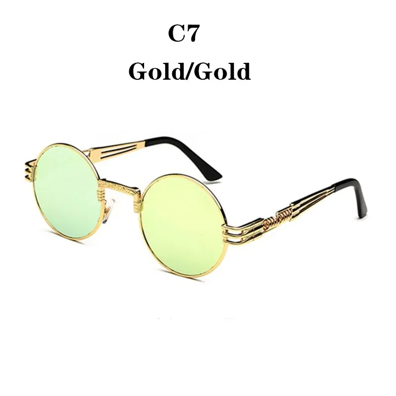 ZSS0099C7 AIMISUV, стимпанк, круглые солнцезащитные очки, мужские, готический сплав, оправа, круглая форма, солнцезащитные очки, wo, мужские, брендовые, дизайнерские, зеркальные, высокое качество - Цвет линз: ZSS0099C7