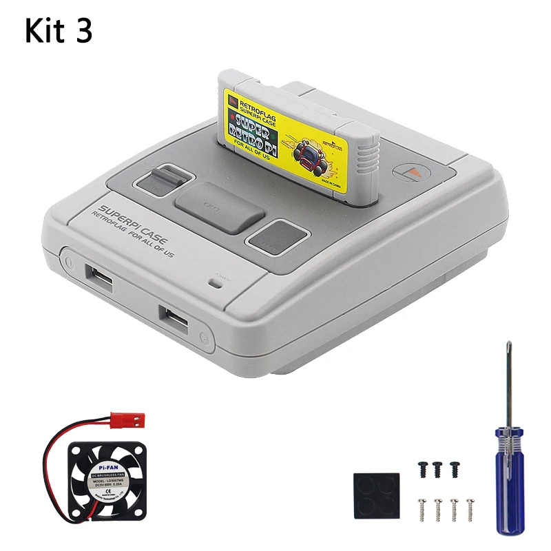 Kit 3 Retroflag SUPERPI CASE-J Raspberry Pi 3 Model B+/B NESPI ABS коробка для RetroPie 32 Гб SD карты геймпады адаптер питания - Цвет: Kit 3