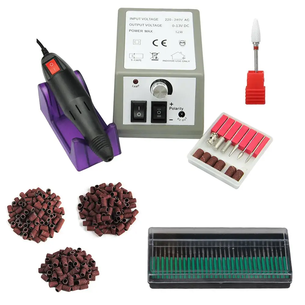 

Manicure Machine Set Electric Nail Drill Machine With Ceramic Milling Cutter 300pcs Sanding Bands For Manicure Nail Drill Bits