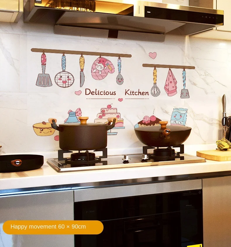 Kitchen Oil Proof Sticker PVC Oil Fume Wall Tile Fire Retardant