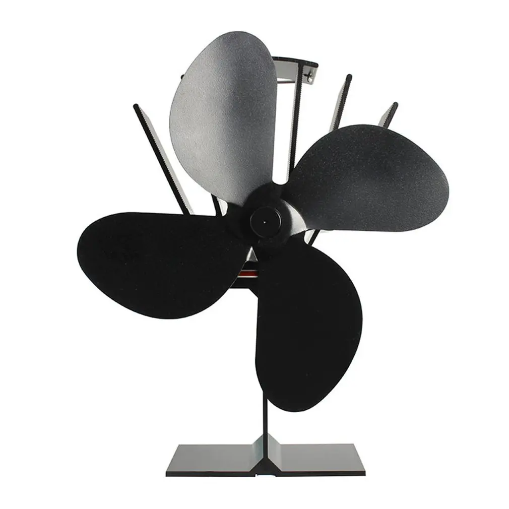 

Black Fireplace 4 Blade Heat Powered Stove Fan Log Wood Burner Eco Friendly Quiet Fan Home Efficient Heat Distribution