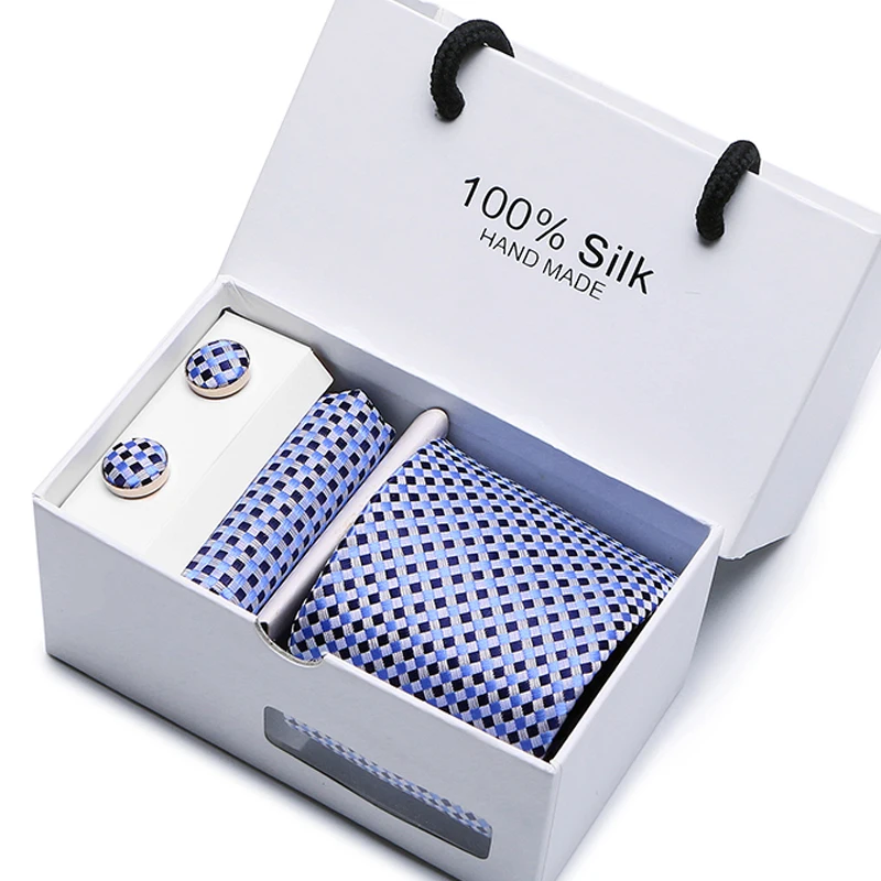 Классический жаккардовый галстук 100% шелковые Hanky запонки набор галстуков модное