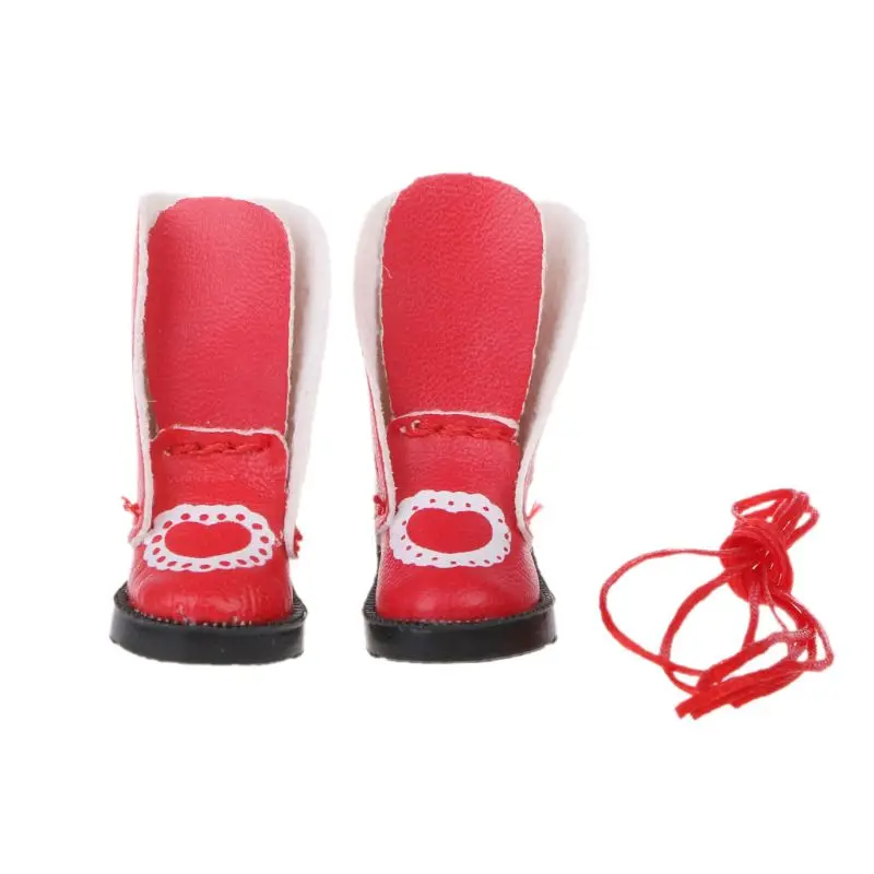 Handmade Exquisite Heart PU Leather Doll Boots For Blyth Doll Shoes 1/6 Doll black dolls Dolls