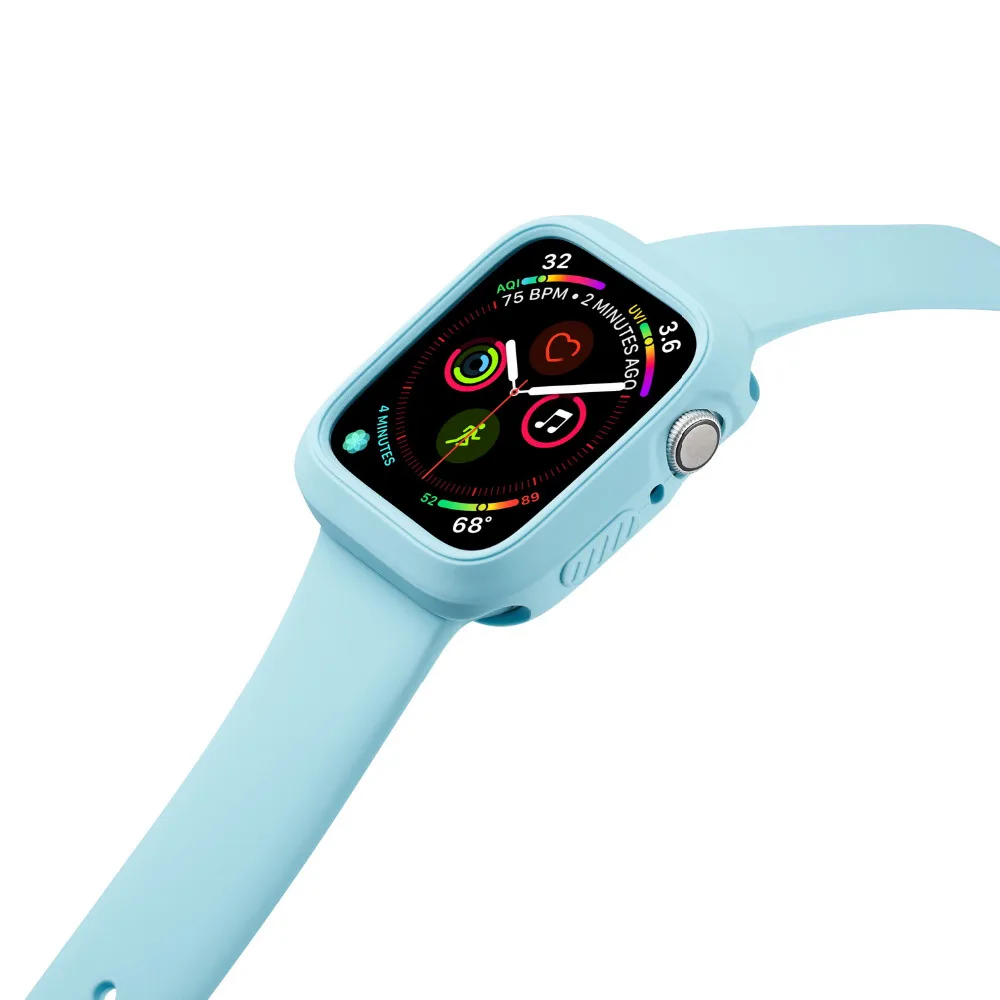 ProBefit Soft Silicone Bumper Watch Case+ WatchBand for Apple Watch 3 2 1 42MM 38MM Rubber Watch Strap for iWatch 5 4 40MM 44MM
