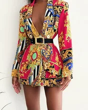 

Women's Suit Coat Office Women 2021 Autumn New Fashion Printed Lapel Double Row Button Casual Suits Coat Ladies Wear
