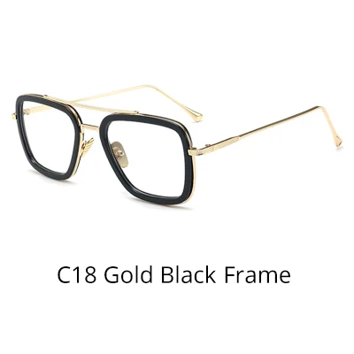 C18 Gold Black Frame Tony Stark, солнцезащитное стекло, es, для мужчин, Ретро стиль, мужское стекло es iron man, 3 солнцезащитных стекла, желтый, красный, оттенков, мужские очки W66218 - Цвет линз: C18 Gold Black Frame