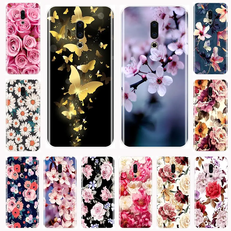 

Back Cover For Meizu 16th 16x 15 Lite 16 Plus Soft Silicone Beautiful Flowers Phone Case For Meizu U10 U20 Pro 6 7 Plus