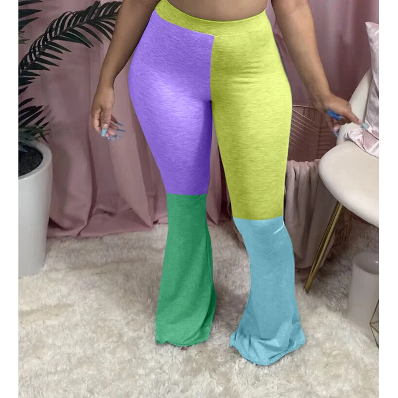 Women Flare Pants Full Length Flared Capris Pants Casual Bell Bottom Trousers Elastic Skinny Ladies Long Boot Patchwork Pants Women Flare Pants Full Length Flared Capris Pants Casual Bell Bottom Trousers Elastic Skinny Ladies Long Boot Patchwork Pants