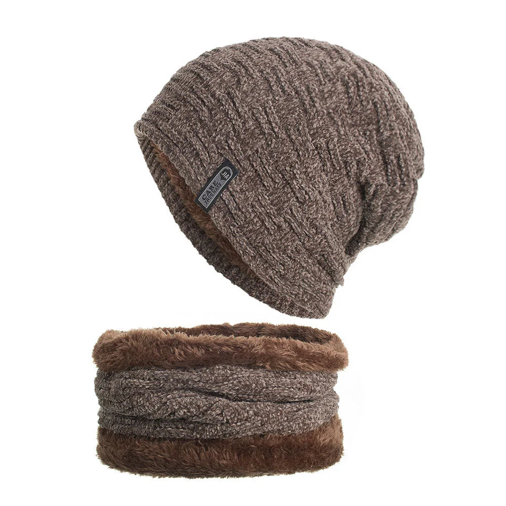 

Winter Beanie Hat Scarf Set Neck Warmer Warm Knitted Snow Cap For Unisex