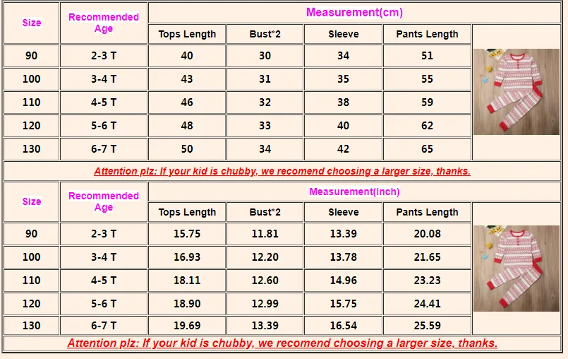 2-7Y Christmas Kids Baby Boy Girl Long Sleeve Print Cotton T-shirt Tops Long Pant 2PCS Pajama Set Sleepwear Nightwear Pjys
