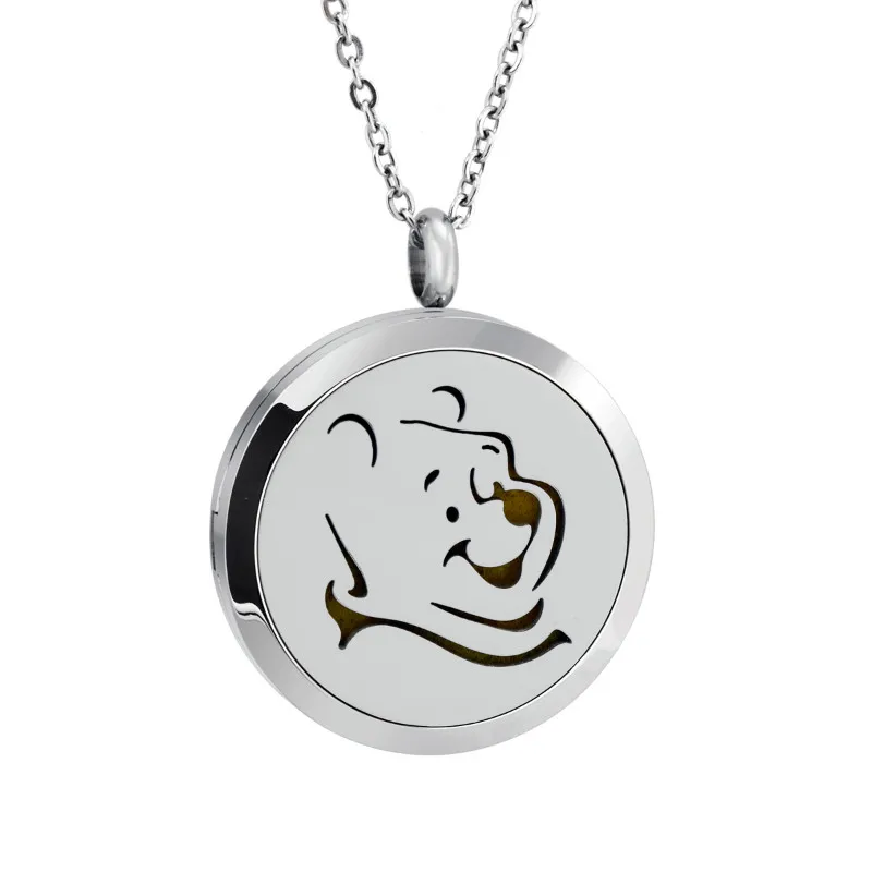 30mm Круглый Серебряный мультфильм Минни Маус 20 мм, 25 мм, 30 мм из нержавеющей стали эфирные масла Ароматерапия медальон Духи диффузор ожерелье - Окраска металла: 30mm