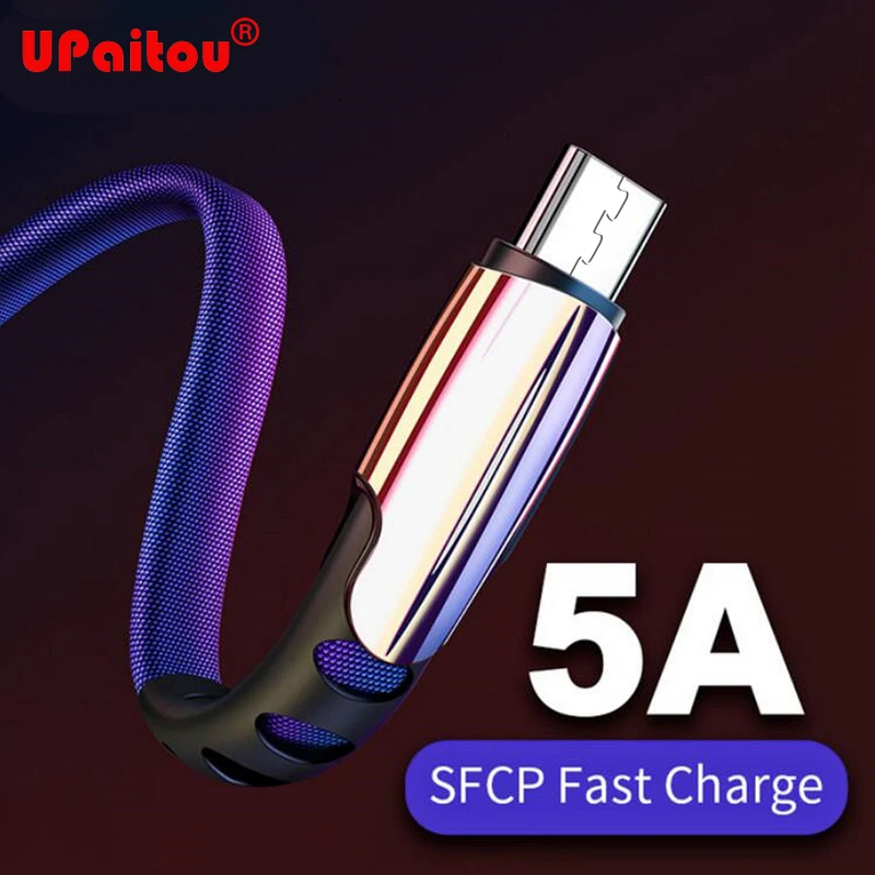 UPaitou нейлоновый кабель для быстрой зарядки Micro USB зарядный Samsung Huawei Xiaomi 5A Android