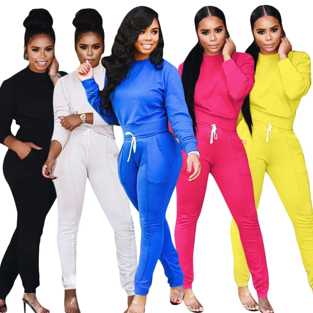 

Echoine Autumn Winter Women Tracksuit 2 Piece Set Crop Top pants Set Sportwear Matching Set Workout sweat suits women jogging