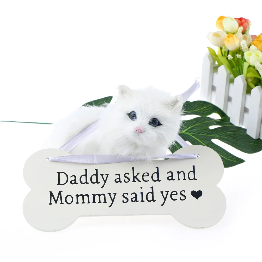 New Wooden Pet Ornament Dog Bone Ornament Wooden Crafts Daddy Asked And Mommy Said Yes Engagement Photo Prop Wedding Decoration