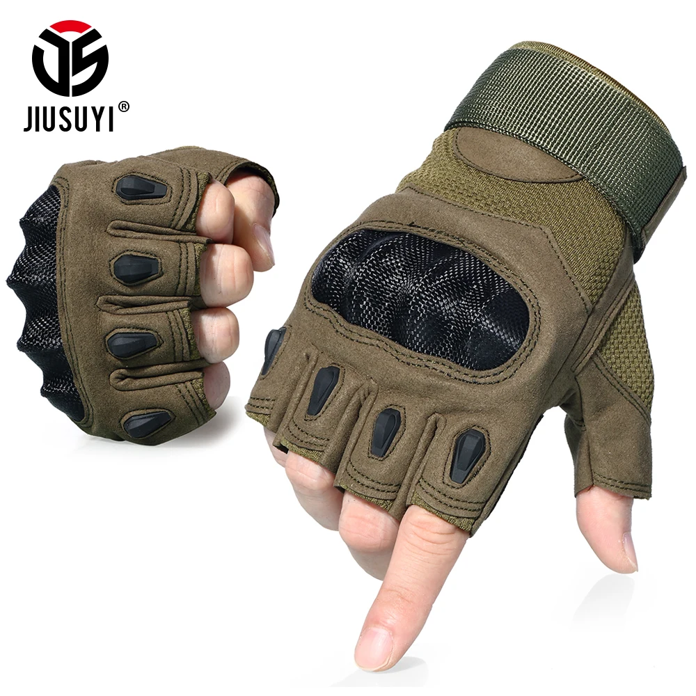 Fingerless Tactical Assault Contact Gloves Hard Knuckle Military Army 
